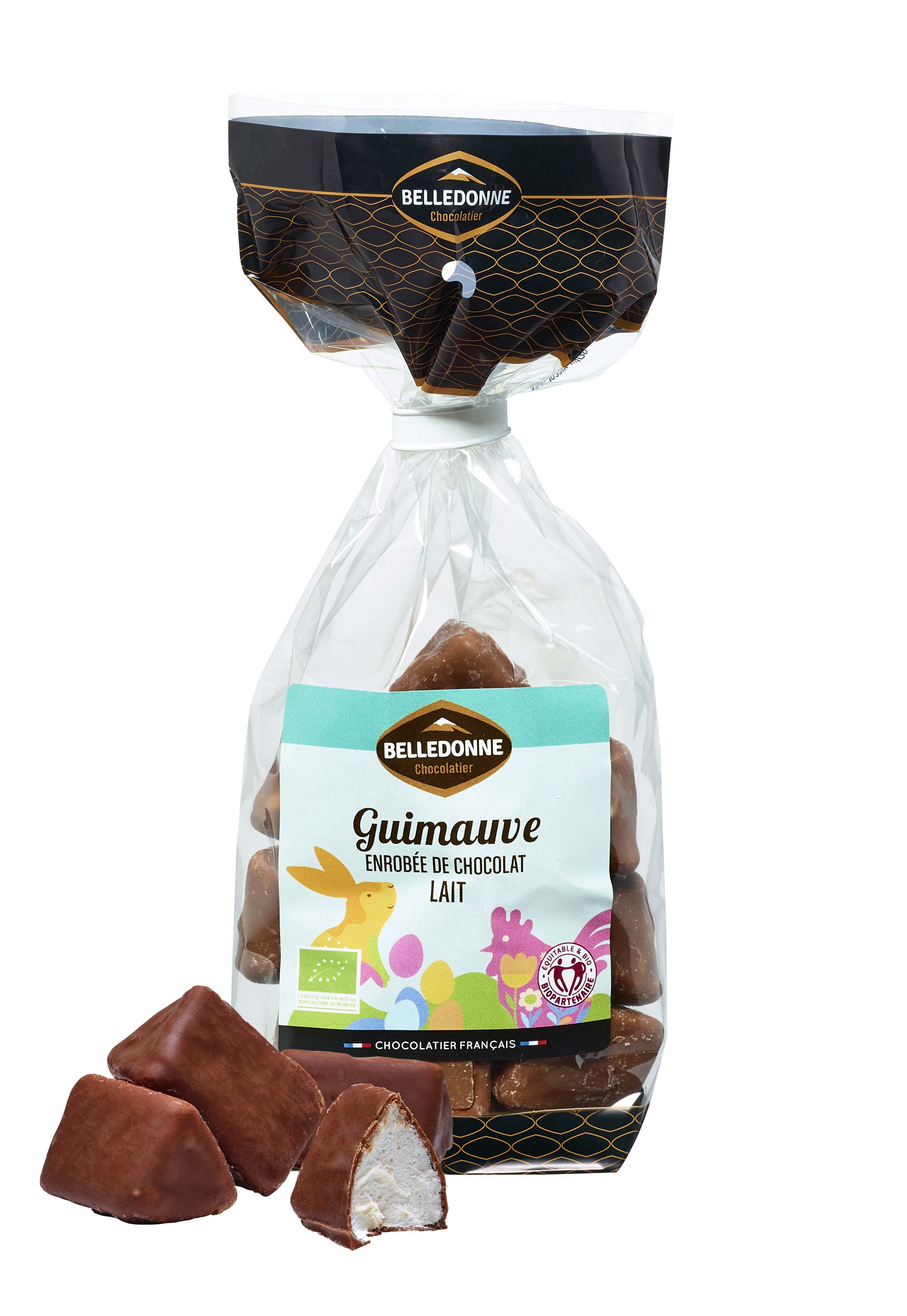 Belledonne Marshmallows omhuld met melkchocolade bio 50g - 001550